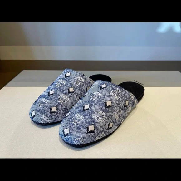 MCM Shoes Clearance Mcm Blue Women Indoor Slides Shoes Size